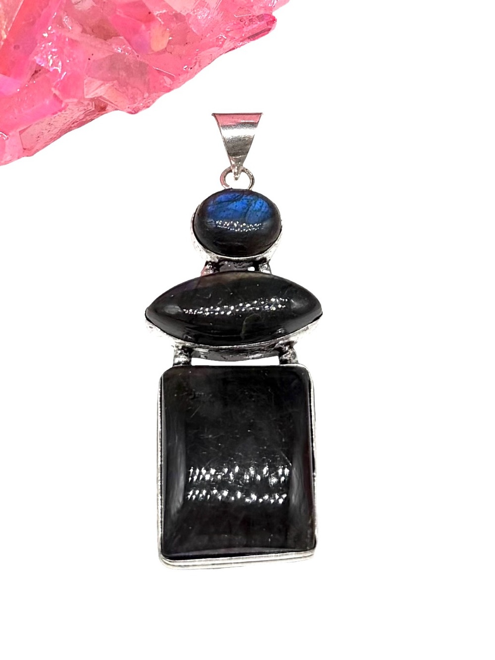 Labradorite Necklace Pendant 925 Sterling Silver Overlay